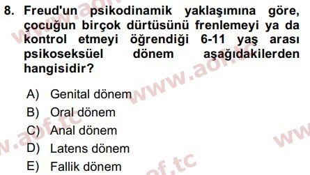 2018 Davranış Bilimleri 2 Final 8. Çıkmış Sınav Sorusu