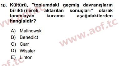 2016 Türkiye'nin Toplumsal Yapısı Arasınav 10. Çıkmış Sınav Sorusu