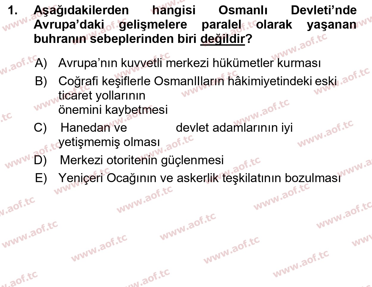 2015 Atatürk İlkeleri ve İnkılap Tarihi 1 Yaz Okulu 1. Çıkmış Sınav Sorusu