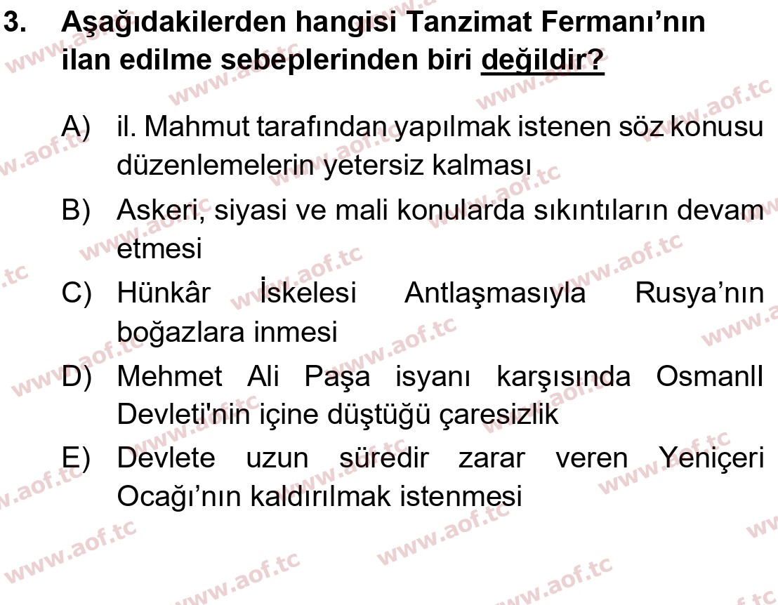 2015 Atatürk İlkeleri ve İnkılap Tarihi 1 Yaz Okulu 3. Çıkmış Sınav Sorusu