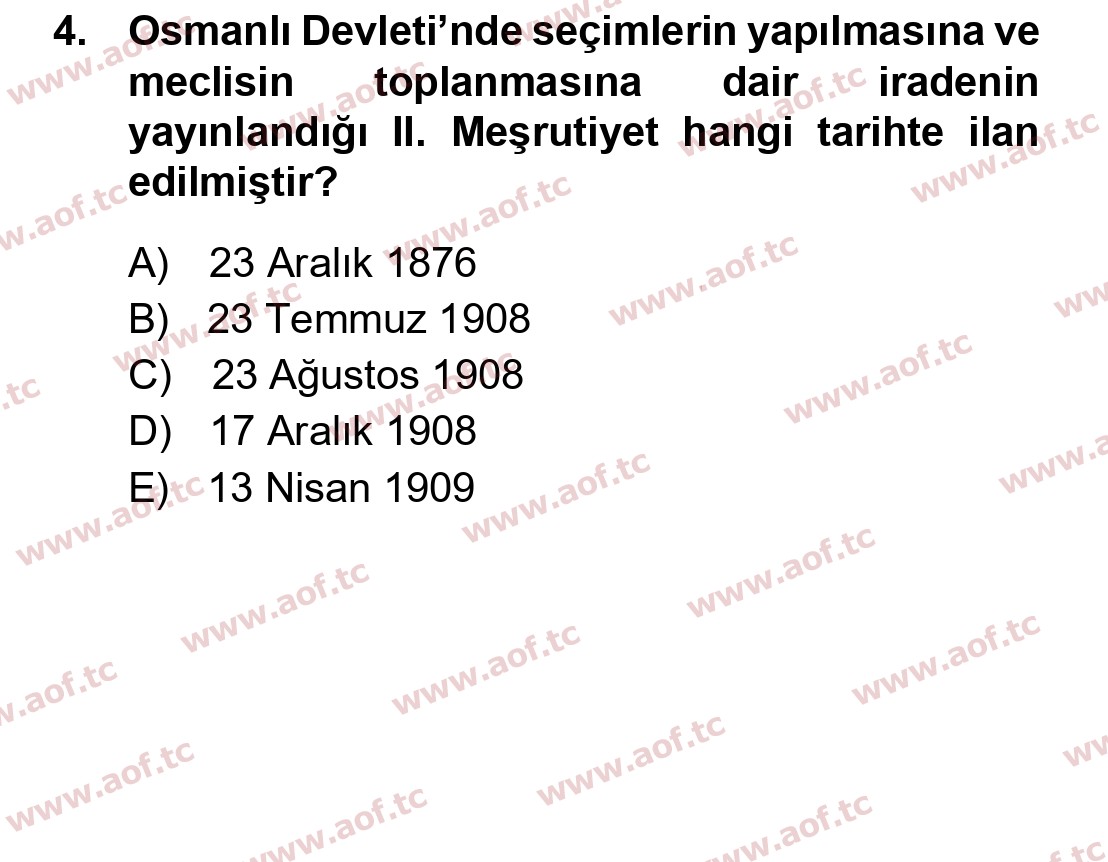 2015 Atatürk İlkeleri ve İnkılap Tarihi 1 Yaz Okulu 4. Çıkmış Sınav Sorusu
