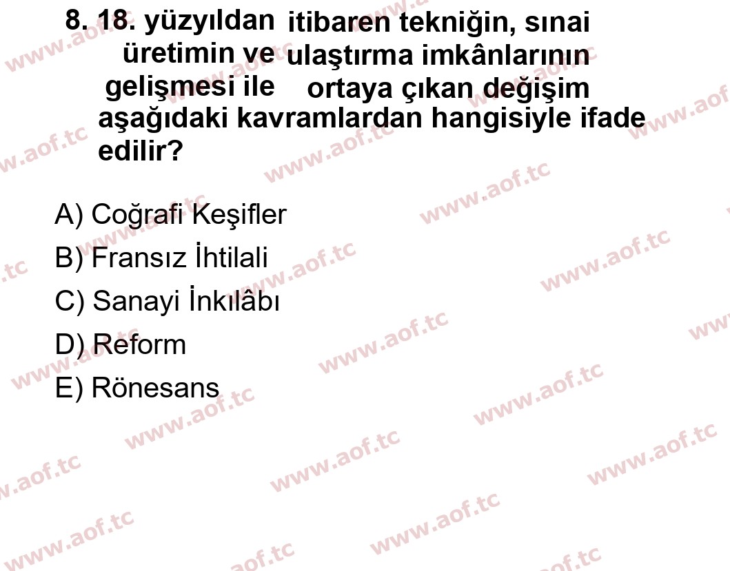 2015 Atatürk İlkeleri ve İnkılap Tarihi 1 Yaz Okulu 8. Çıkmış Sınav Sorusu