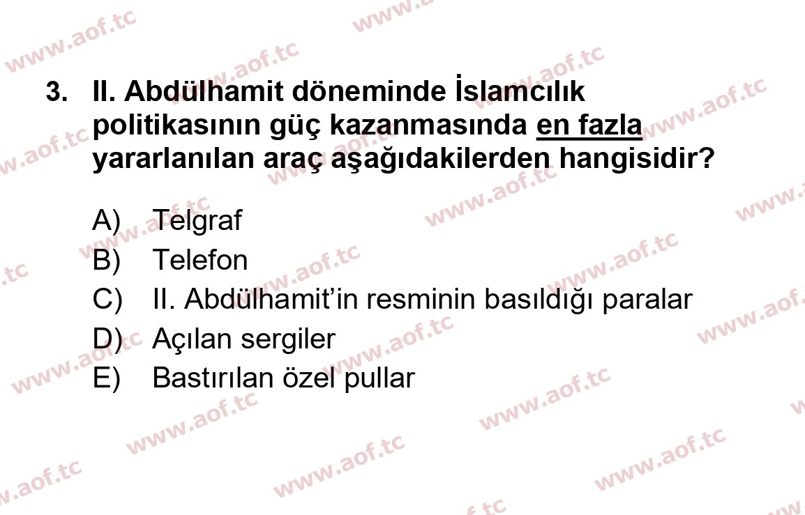 2016 Atatürk İlkeleri ve İnkılap Tarihi 1 Yaz Okulu 3. Çıkmış Sınav Sorusu