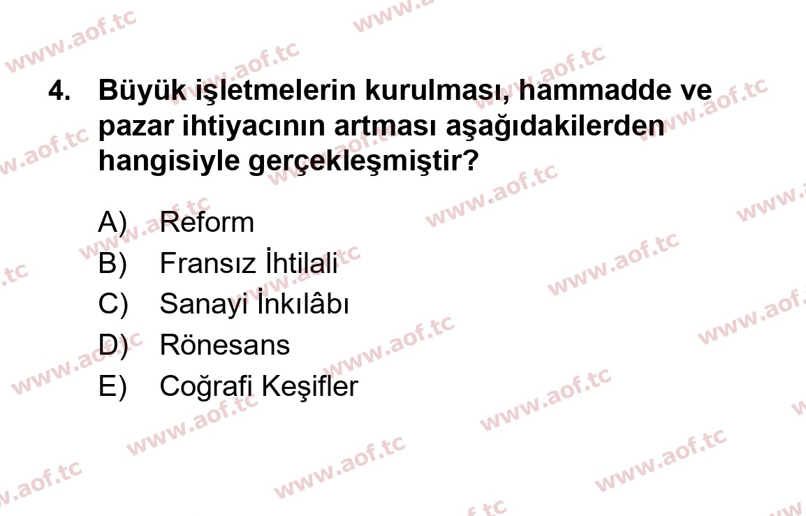 2016 Atatürk İlkeleri ve İnkılap Tarihi 1 Yaz Okulu 4. Çıkmış Sınav Sorusu