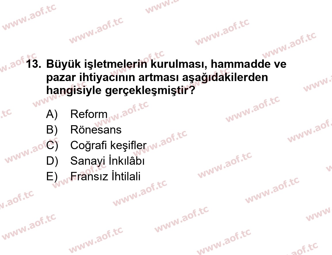 2017 Atatürk İlkeleri ve İnkılap Tarihi 1 Yaz Okulu 13. Çıkmış Sınav Sorusu