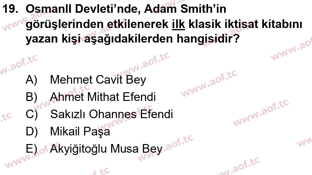 2017 Atatürk İlkeleri ve İnkılap Tarihi 1 Yaz Okulu 19. Çıkmış Sınav Sorusu