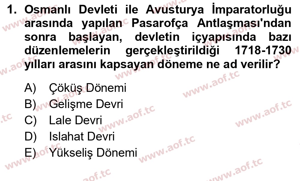2018 Atatürk İlkeleri ve İnkılap Tarihi 1 Yaz Okulu 1. Çıkmış Sınav Sorusu