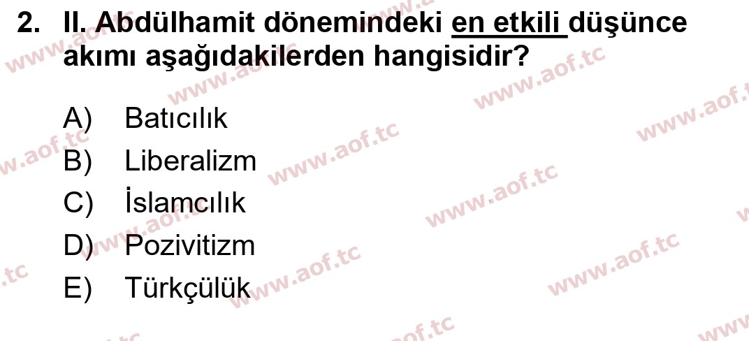 2018 Atatürk İlkeleri ve İnkılap Tarihi 1 Yaz Okulu 2. Çıkmış Sınav Sorusu