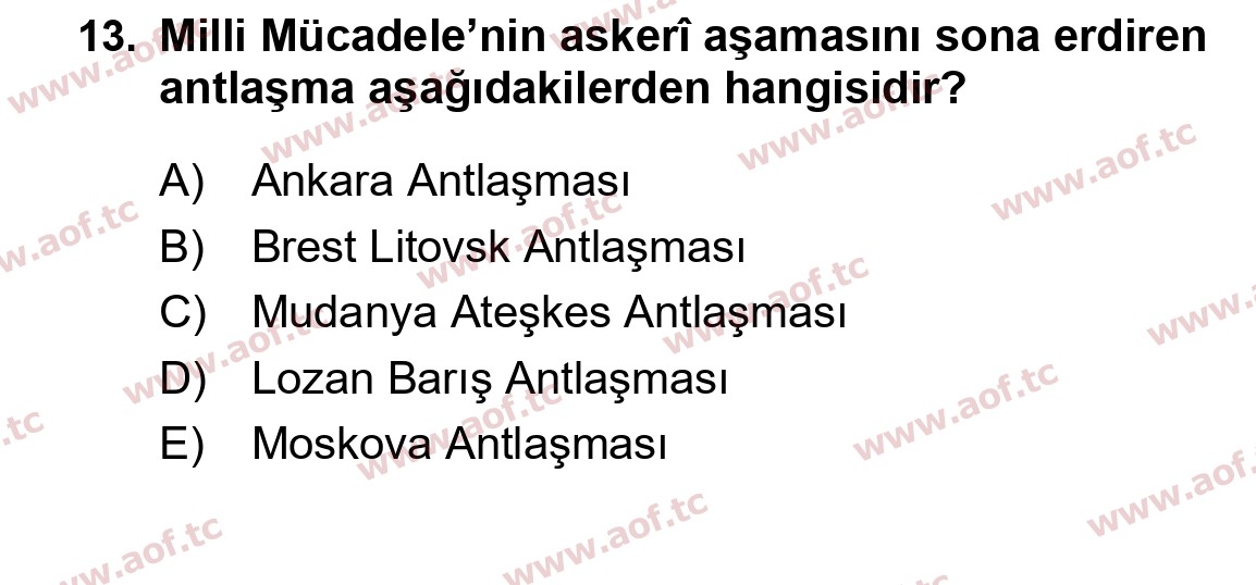 2020 Atatürk İlkeleri ve İnkılap Tarihi 1 Final 13. Çıkmış Sınav Sorusu