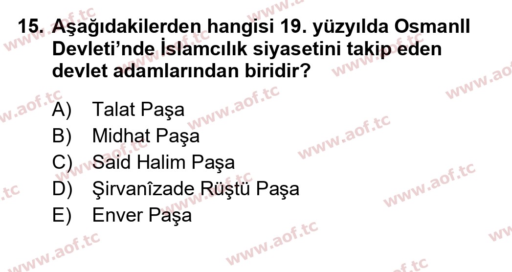 2020 Atatürk İlkeleri ve İnkılap Tarihi 1 Final 15. Çıkmış Sınav Sorusu
