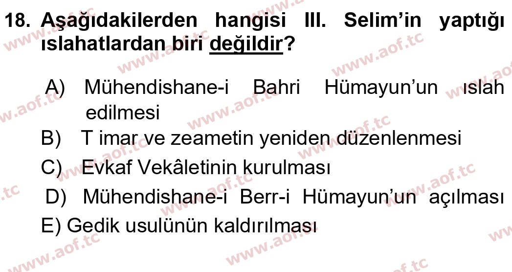 2020 Atatürk İlkeleri ve İnkılap Tarihi 1 Final 18. Çıkmış Sınav Sorusu