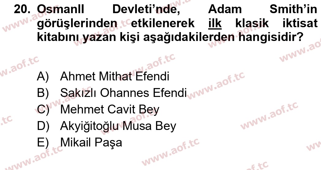 2020 Atatürk İlkeleri ve İnkılap Tarihi 1 Final 20. Çıkmış Sınav Sorusu