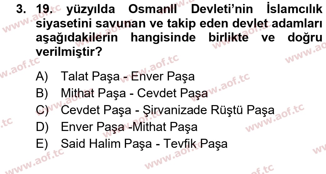 2020 Atatürk İlkeleri ve İnkılap Tarihi 1 Final 3. Çıkmış Sınav Sorusu