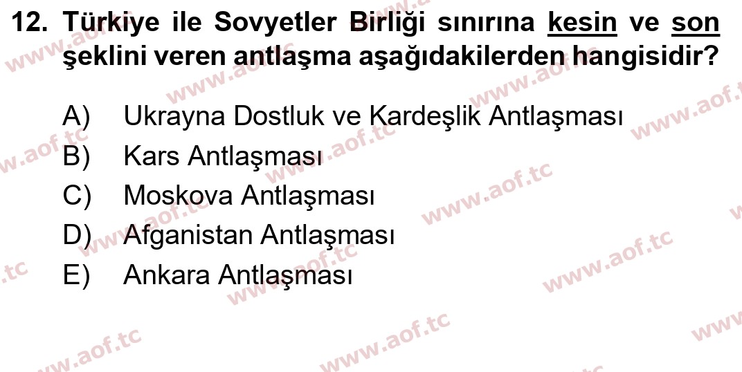 2021 Atatürk İlkeleri ve İnkılap Tarihi 1 Yaz Okulu 12. Çıkmış Sınav Sorusu