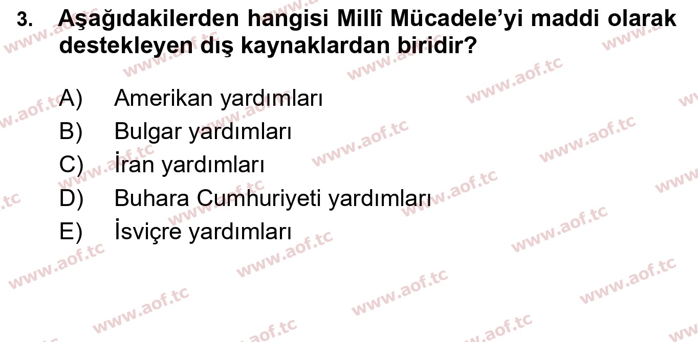 2021 Atatürk İlkeleri ve İnkılap Tarihi 1 Yaz Okulu 3. Çıkmış Sınav Sorusu