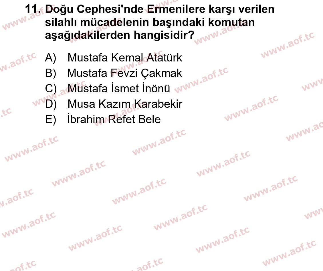 2022 Atatürk İlkeleri ve İnkılap Tarihi 1 Final 11. Çıkmış Sınav Sorusu