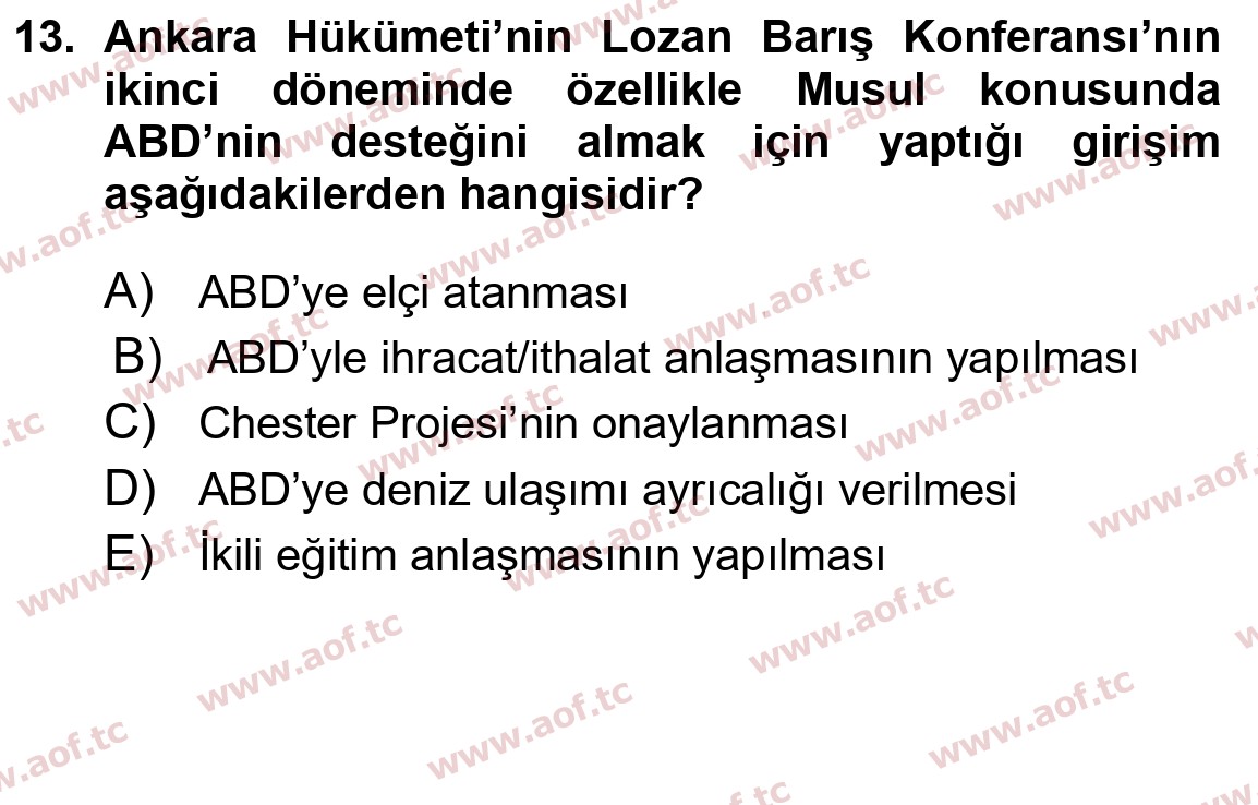 2022 Atatürk İlkeleri ve İnkılap Tarihi 1 Final 13. Çıkmış Sınav Sorusu