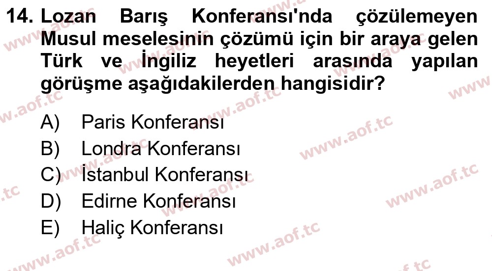 2022 Atatürk İlkeleri ve İnkılap Tarihi 1 Final 14. Çıkmış Sınav Sorusu