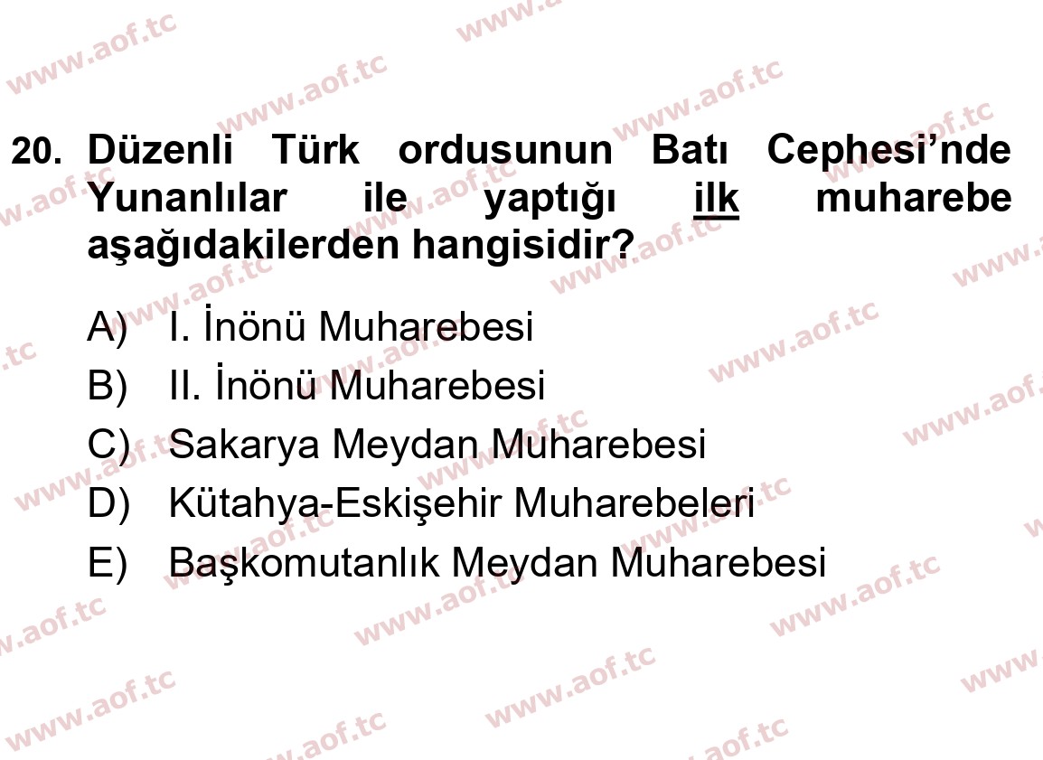 2022 Atatürk İlkeleri ve İnkılap Tarihi 1 Final 20. Çıkmış Sınav Sorusu