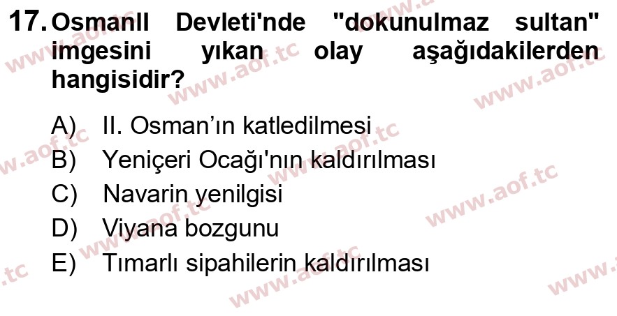 2022 Atatürk İlkeleri ve İnkılap Tarihi 1 Yaz Okulu 17. Çıkmış Sınav Sorusu