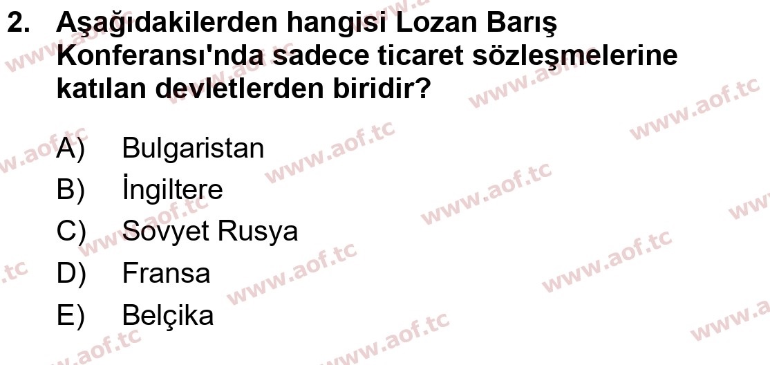2022 Atatürk İlkeleri ve İnkılap Tarihi 1 Yaz Okulu 2. Çıkmış Sınav Sorusu