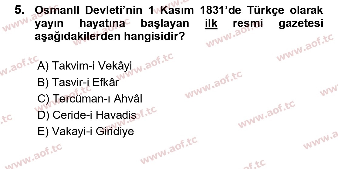 2022 Atatürk İlkeleri ve İnkılap Tarihi 1 Yaz Okulu 5. Çıkmış Sınav Sorusu