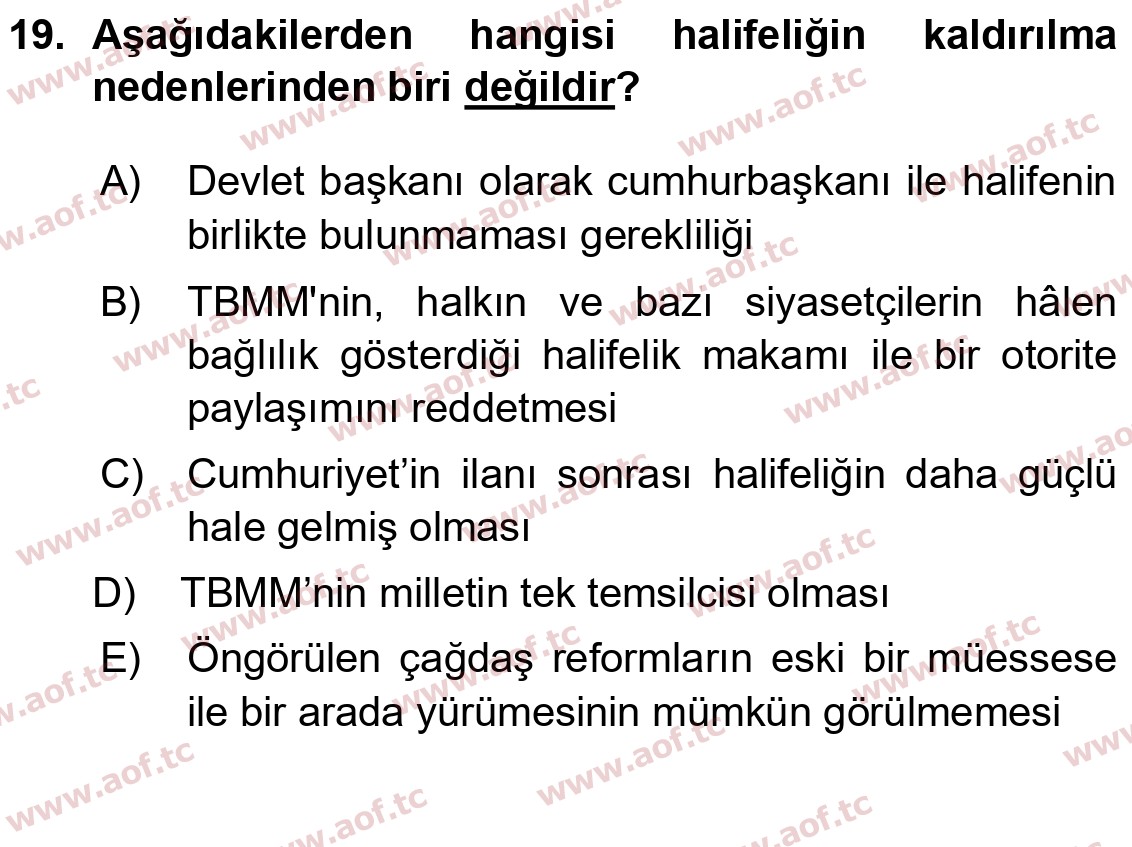 2023 Atatürk İlkeleri ve İnkılap Tarihi 1 Final 19. Çıkmış Sınav Sorusu