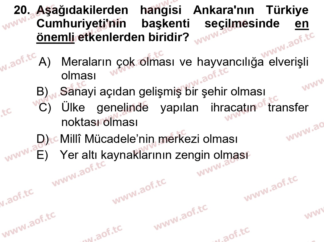 2023 Atatürk İlkeleri ve İnkılap Tarihi 1 Final 20. Çıkmış Sınav Sorusu