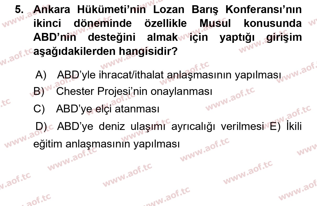 2023 Atatürk İlkeleri ve İnkılap Tarihi 1 Final 5. Çıkmış Sınav Sorusu