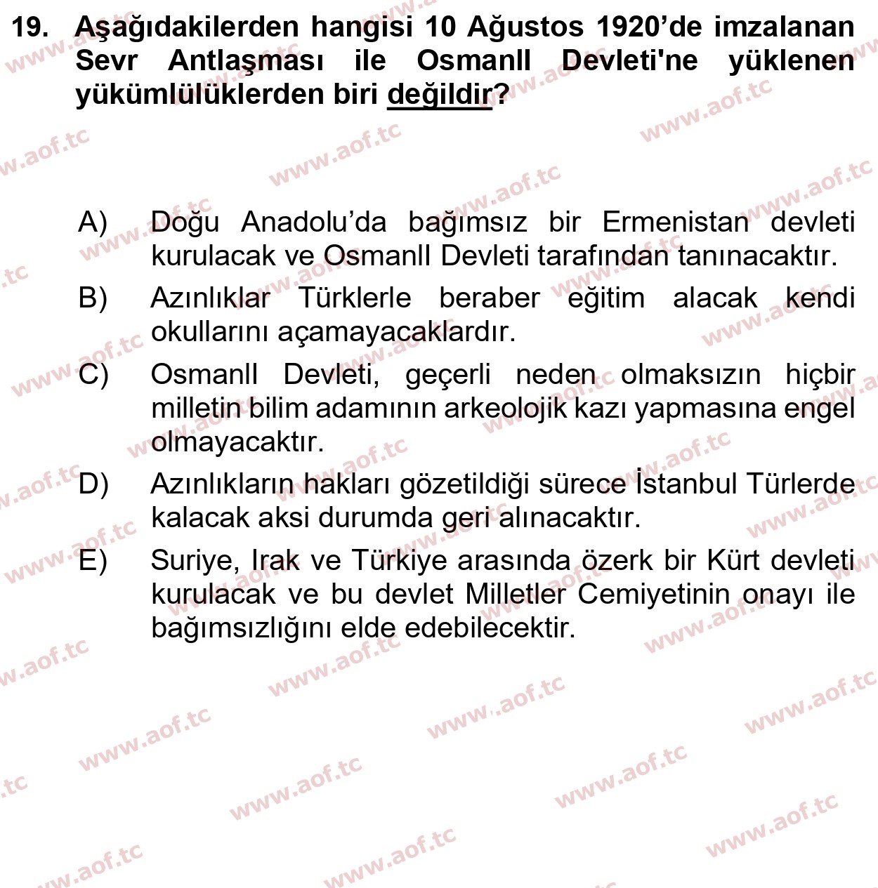 2023 Atatürk İlkeleri ve İnkılap Tarihi 1 Yaz Okulu 19. Çıkmış Sınav Sorusu