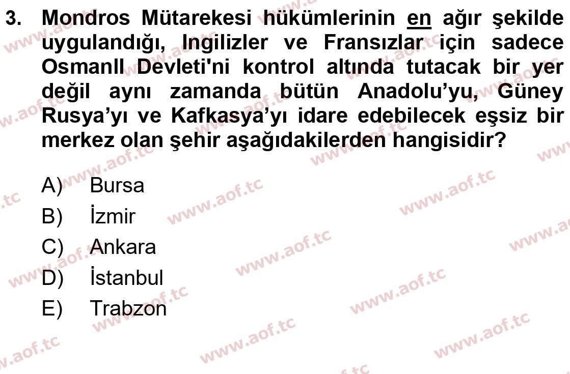 2023 Atatürk İlkeleri ve İnkılap Tarihi 1 Yaz Okulu 3. Çıkmış Sınav Sorusu