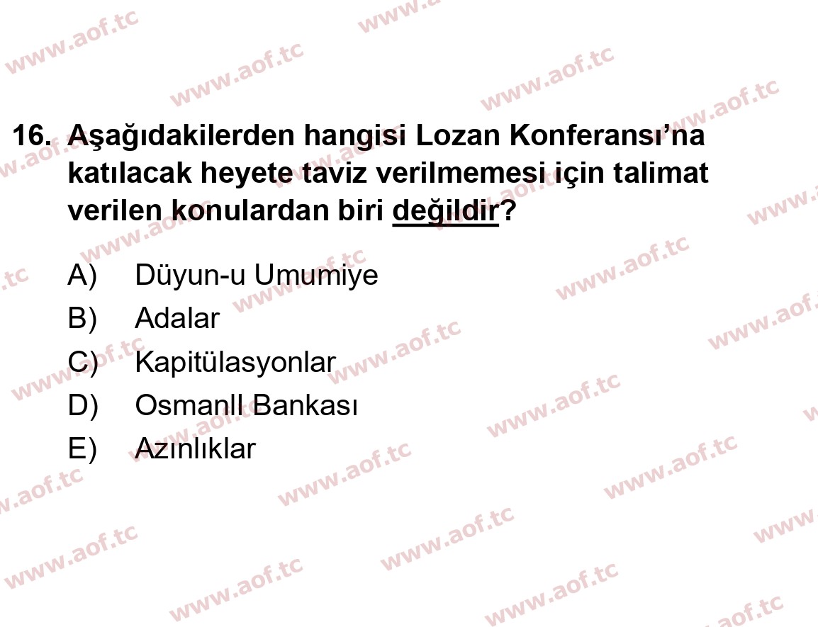 2024 Atatürk İlkeleri ve İnkılap Tarihi 1 Final 16. Çıkmış Sınav Sorusu