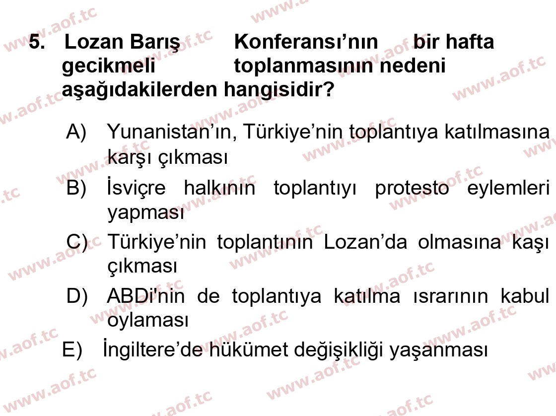 2024 Atatürk İlkeleri ve İnkılap Tarihi 1 Final 5. Çıkmış Sınav Sorusu