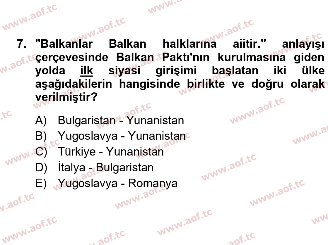 2024 Atatürk İlkeleri ve İnkılap Tarihi 1 Final 7. Çıkmış Sınav Sorusu