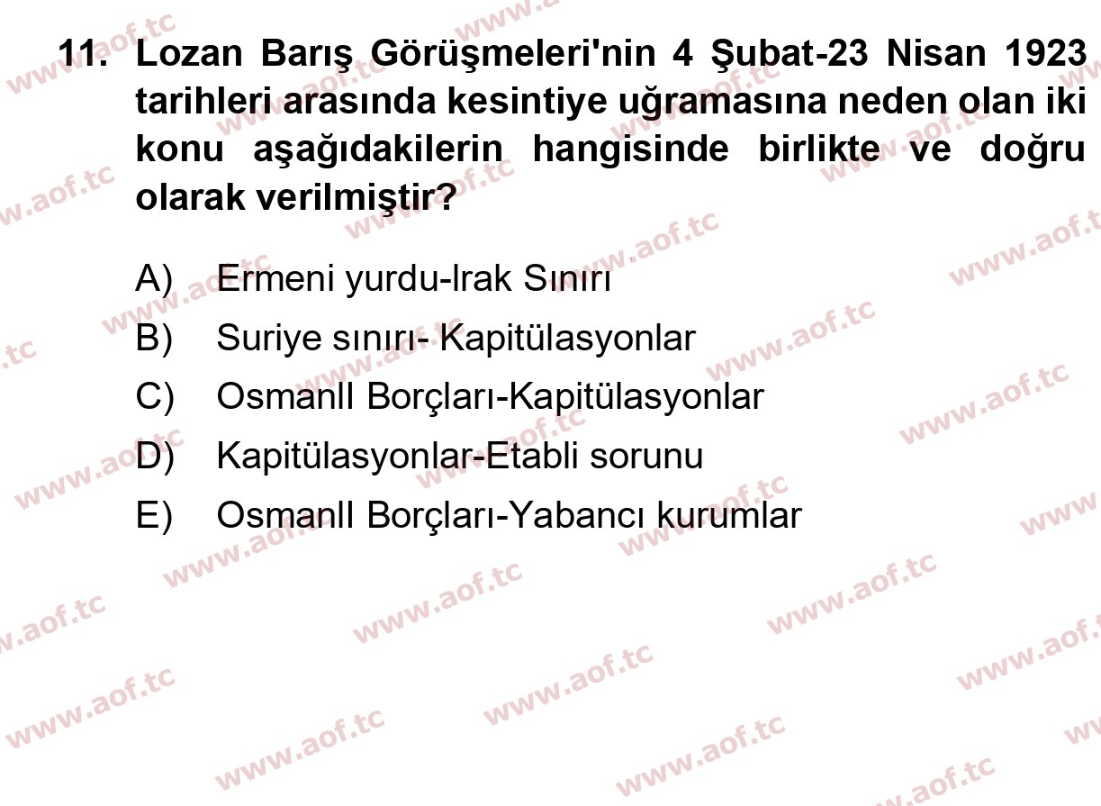 2024 Atatürk İlkeleri ve İnkılap Tarihi 1 Yaz Okulu 11. Çıkmış Sınav Sorusu