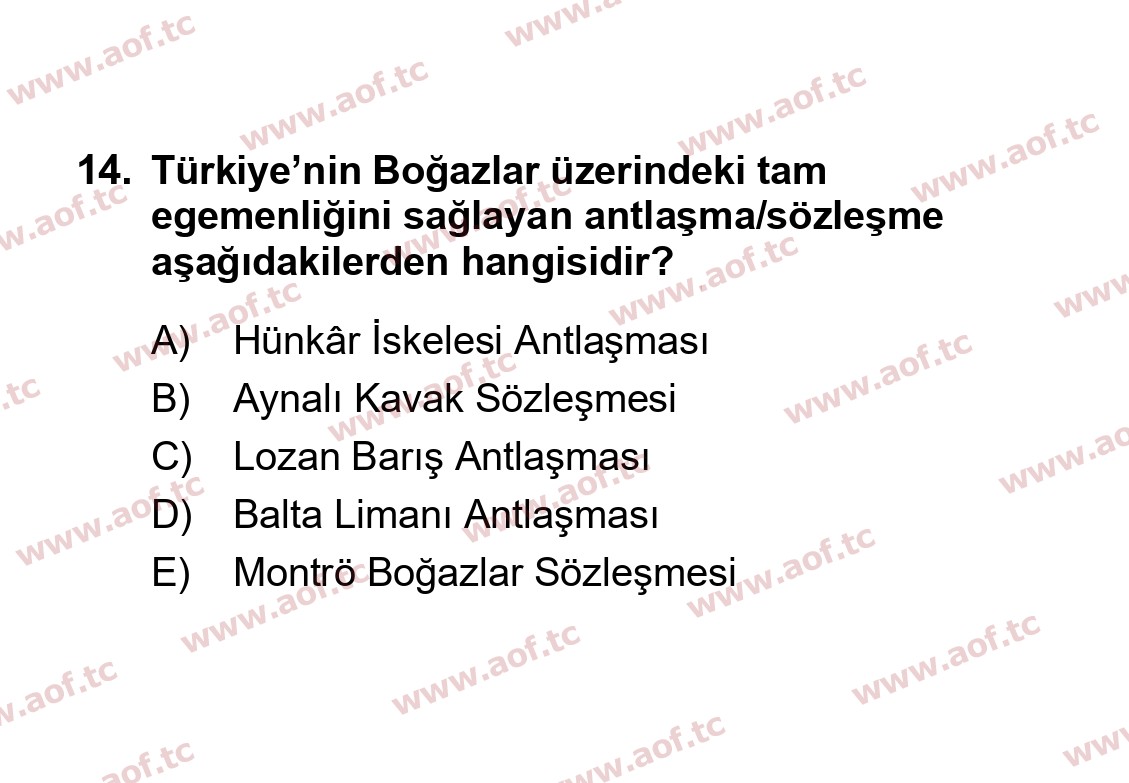 2024 Atatürk İlkeleri ve İnkılap Tarihi 1 Yaz Okulu 14. Çıkmış Sınav Sorusu