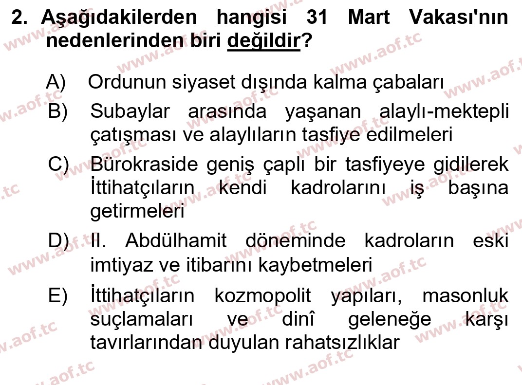 2024 Atatürk İlkeleri ve İnkılap Tarihi 1 Yaz Okulu 2. Çıkmış Sınav Sorusu