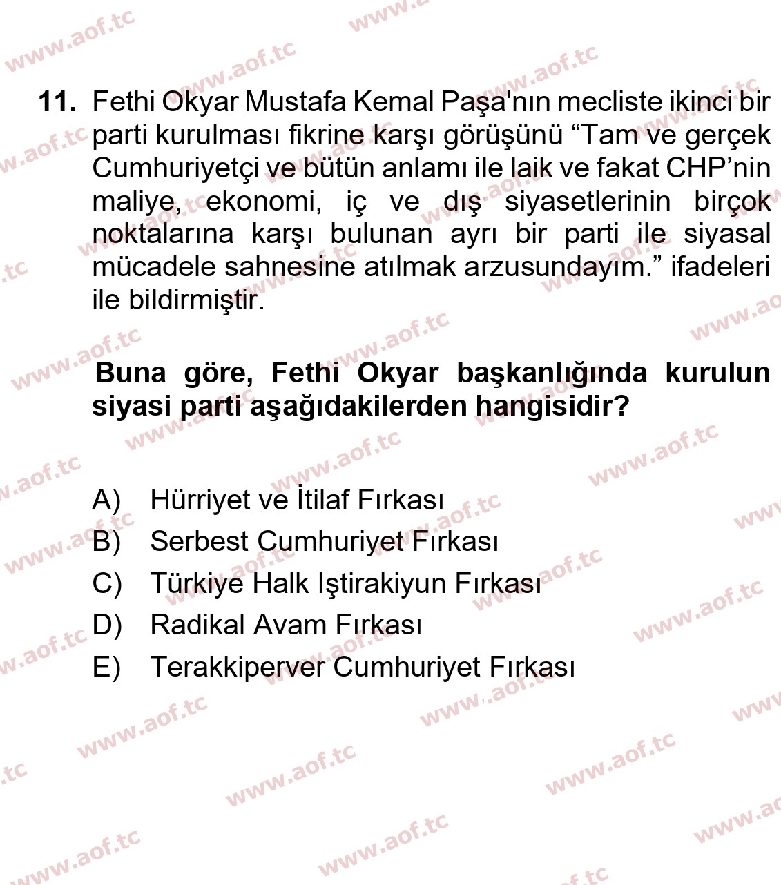 2025 Atatürk İlkeleri ve İnkılap Tarihi 1 Final 11. Çıkmış Sınav Sorusu