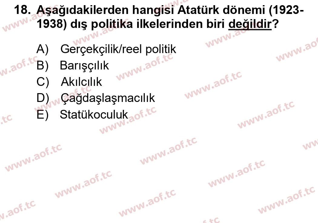2025 Atatürk İlkeleri ve İnkılap Tarihi 1 Final 18. Çıkmış Sınav Sorusu
