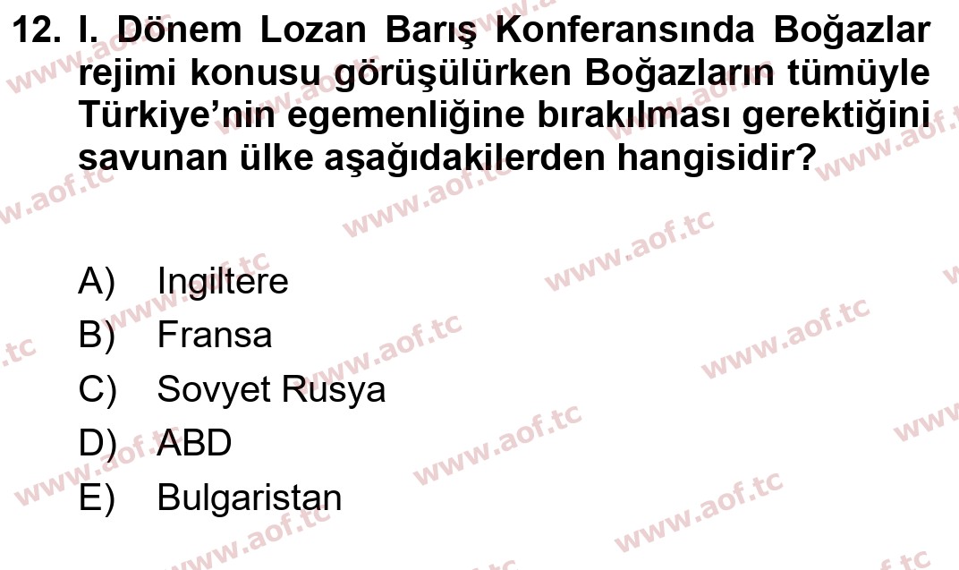 2025 Atatürk İlkeleri ve İnkılap Tarihi 1 Yaz Okulu 12. Çıkmış Sınav Sorusu