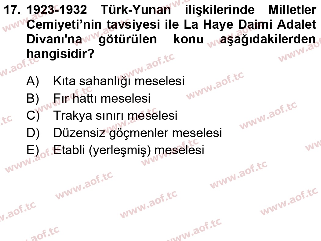 2025 Atatürk İlkeleri ve İnkılap Tarihi 1 Yaz Okulu 17. Çıkmış Sınav Sorusu