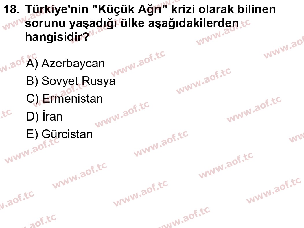 2025 Atatürk İlkeleri ve İnkılap Tarihi 1 Yaz Okulu 18. Çıkmış Sınav Sorusu