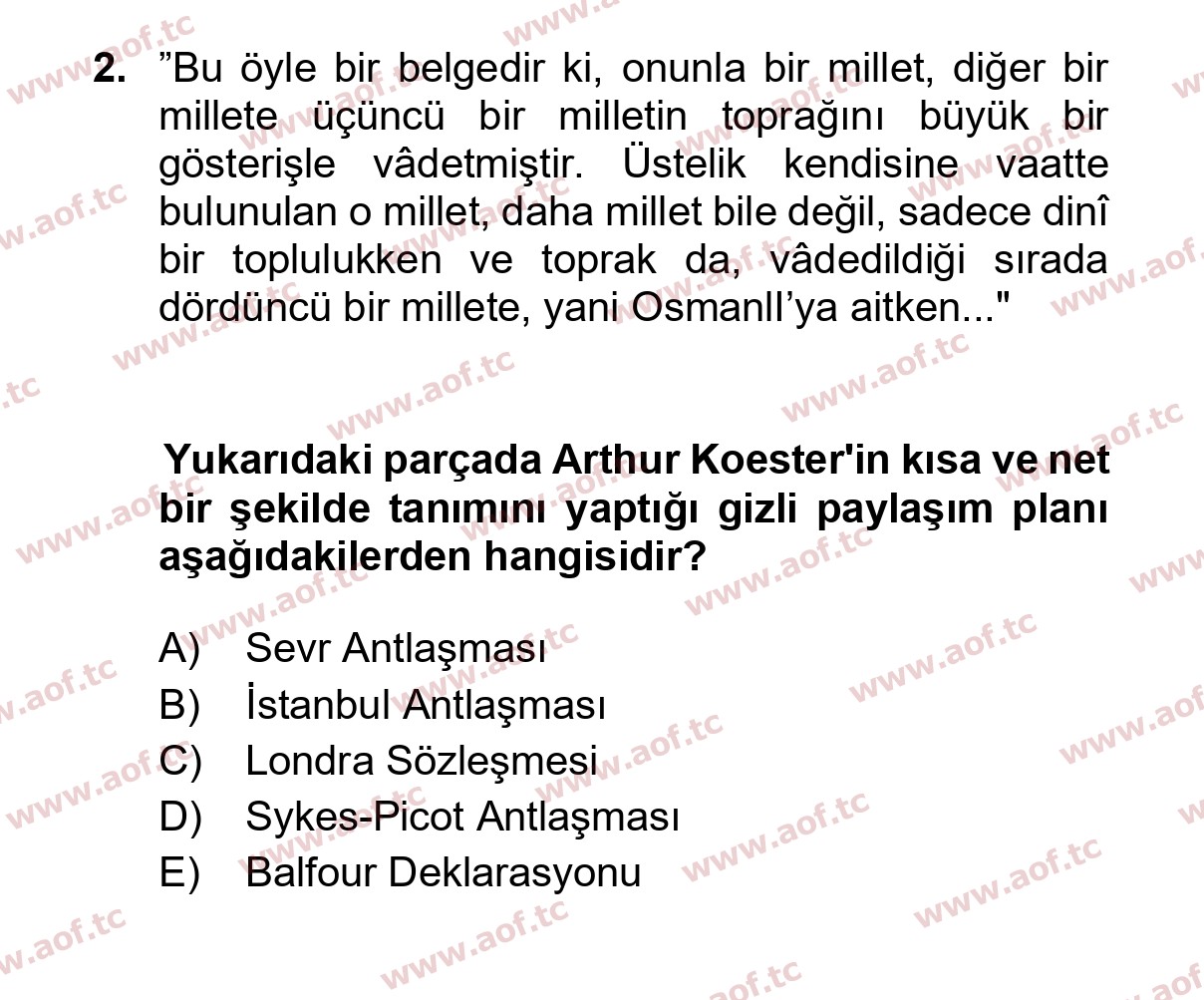 2025 Atatürk İlkeleri ve İnkılap Tarihi 1 Yaz Okulu 2. Çıkmış Sınav Sorusu