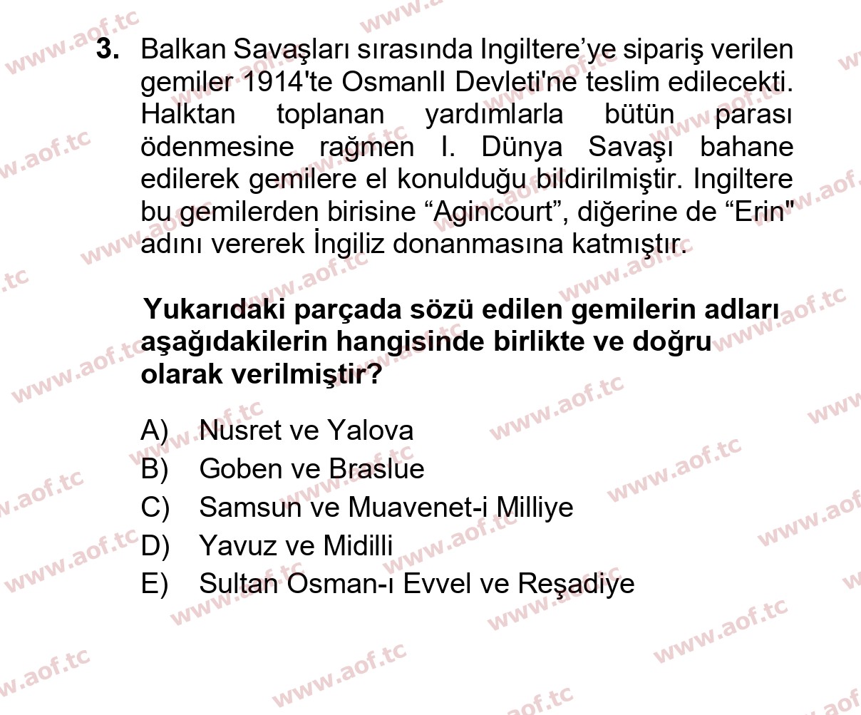 2025 Atatürk İlkeleri ve İnkılap Tarihi 1 Yaz Okulu 3. Çıkmış Sınav Sorusu