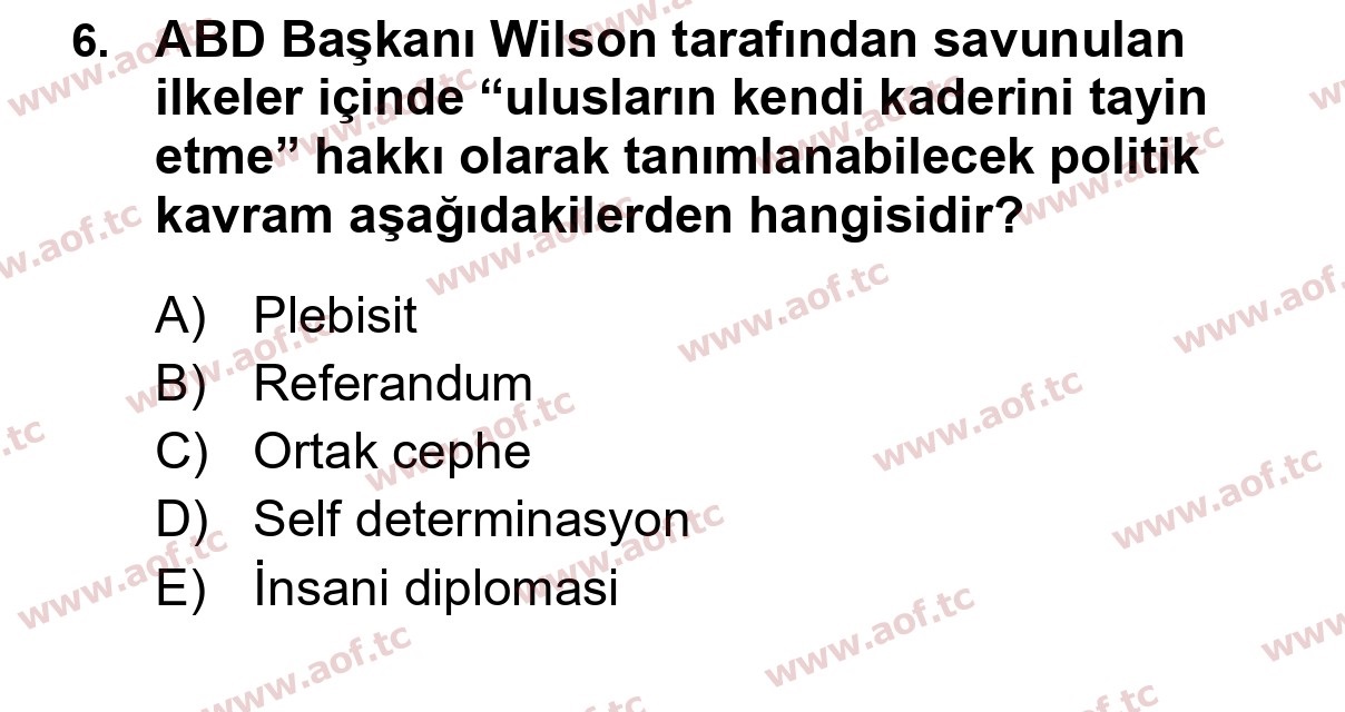 2025 Atatürk İlkeleri ve İnkılap Tarihi 1 Yaz Okulu 6. Çıkmış Sınav Sorusu