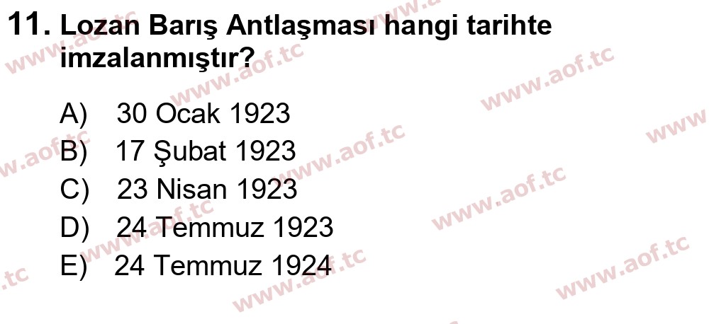 2020 Atatürk İlkeleri ve İnkılap Tarihi 2 Arasınav 11. Çıkmış Sınav Sorusu