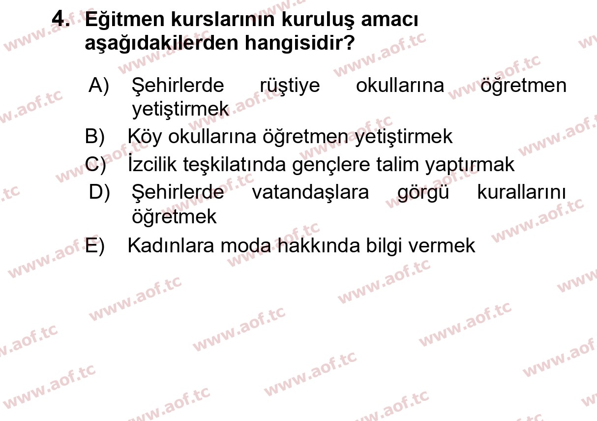 2020 Atatürk İlkeleri ve İnkılap Tarihi 2 Arasınav 4. Çıkmış Sınav Sorusu