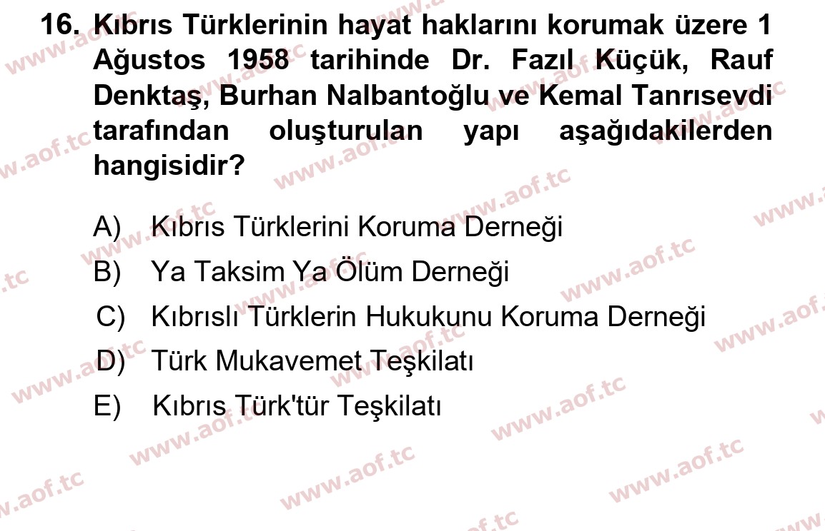 2023 Atatürk İlkeleri ve İnkılap Tarihi 2 Arasınav 16. Çıkmış Sınav Sorusu