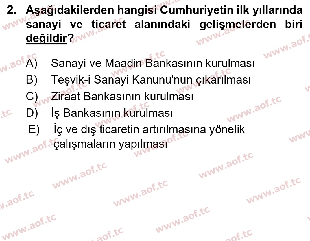 2023 Atatürk İlkeleri ve İnkılap Tarihi 2 Arasınav 2. Çıkmış Sınav Sorusu