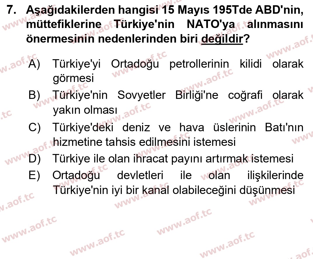 2023 Atatürk İlkeleri ve İnkılap Tarihi 2 Arasınav 7. Çıkmış Sınav Sorusu